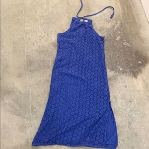 A new day crochet lined maxi Halter Lace Dress with slit